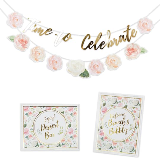 Kate Aspen® Brunch Floral Brunch Party Décor Kit with Gold Foil
